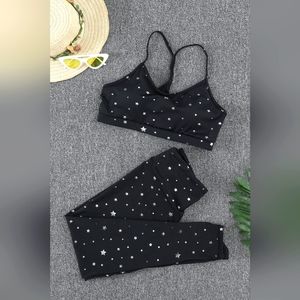 Star Print Sports Bra and Leggings Set